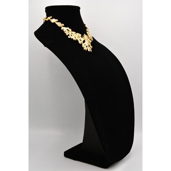 Fernando Originals Collar Necklace Leaf Chunky Brushed Gold Chain FO Signed A20 - Picture 3 of 12